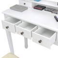 White 5 Drawers 12 LED Lights Bedroom wooden vanity dressing table with Benches